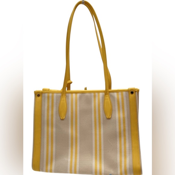 Kate Spade Morning Light Sam Yellow & White Striped Canvas Market Tote EUC - Picture 5 of 13